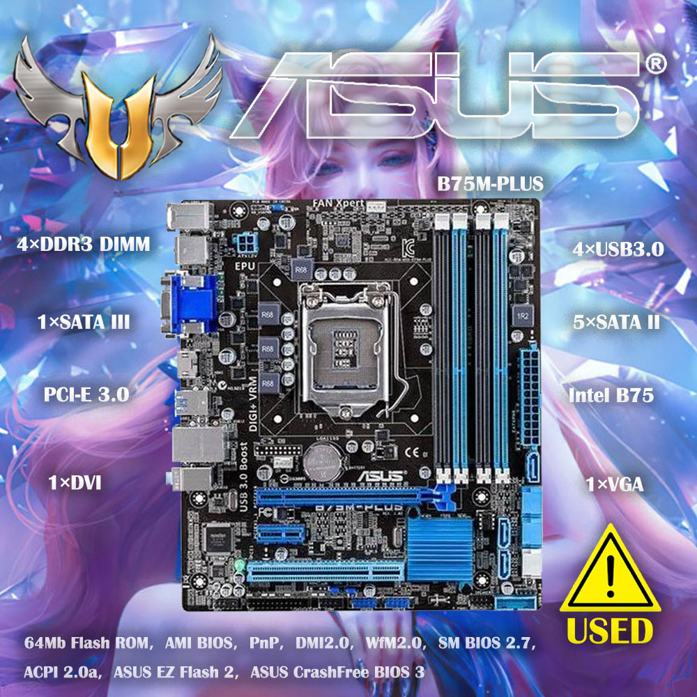 X870E Atx Motherboard - Asus B75M-PLUS Original Desktop-Motherboard Intel B75