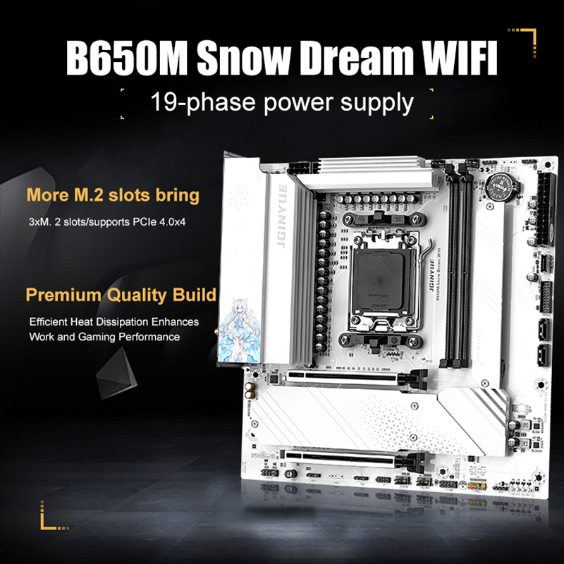 JGINYUE B650M Snow Dream WIFI  – Am5 Micro Atx Pcie 5.0 Motherboard Bewertung und Preis